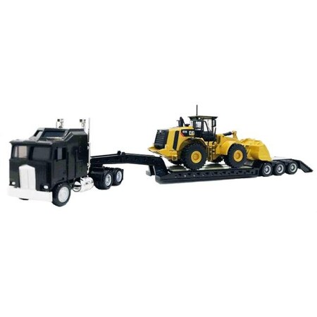 Promotex Promotex PRO006592 Kenworth K100 with Lowboy Trailer & Caterpillar Wheel Loader; Black PRO006592